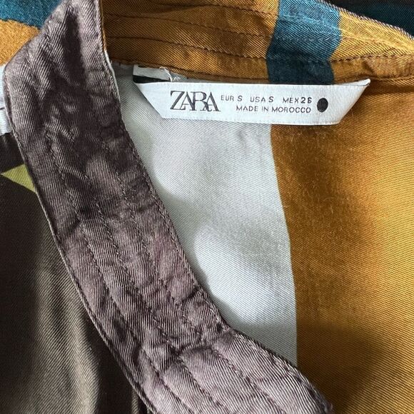 Zara Multicolor Abstract Print Mandarin Collar Dress S - Picture 5 of 5